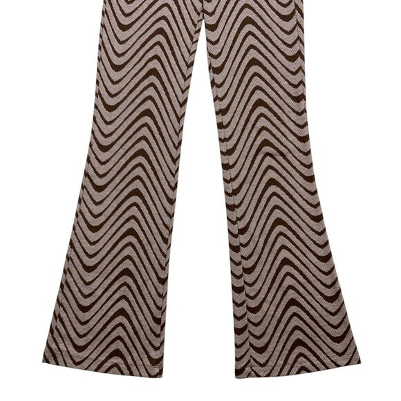 Urban Outfitters UO Bryn Pull-On Flare Pant S Brown Striped High Rise Retro Fall - Picture 9 of 12